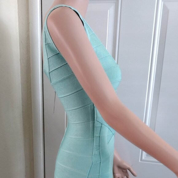 Rachael G Stretch Strappy Dress in Blue-Green Size S. - Picture 12 of 13